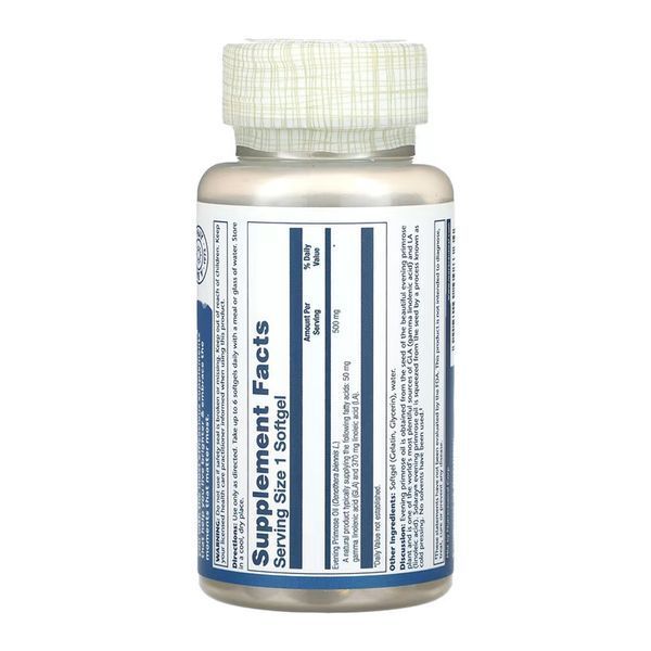 Олія примули вечірньої високої концентрації Solaray High Potency Evening Primrose 500mg - 90 капсул 2023-10-6716 фото