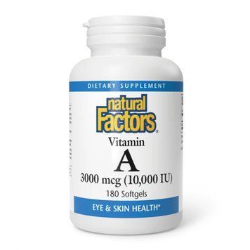 Вітамін A Natural Factors Vitamin A 3000mcg 10000IU - 180 м'яких капсул 2023-10-3805 фото
